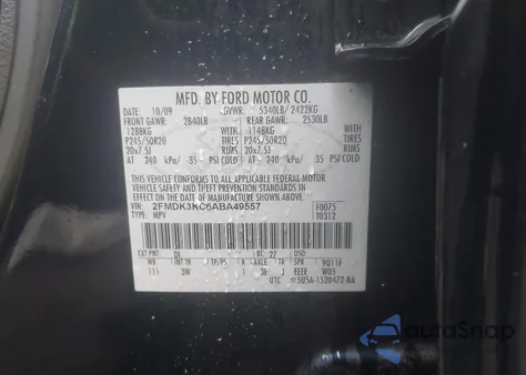 2010 Ford Edge Limited из США, поврежденный, VIN 2FMDK3KC6ABA49557